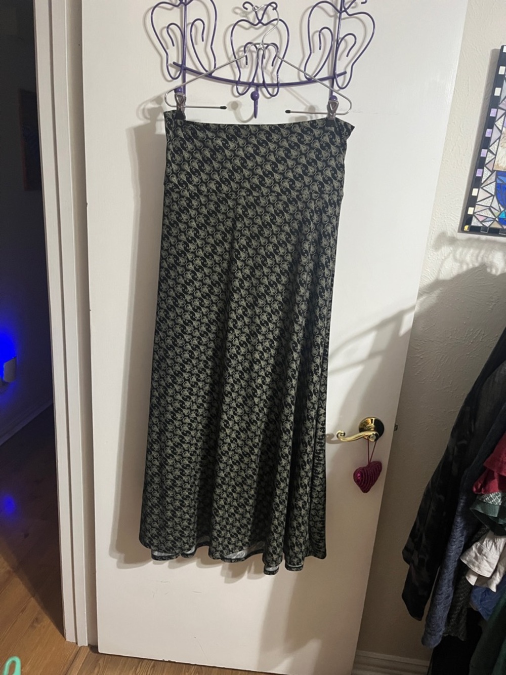 🧡 Large LuLaRoe Black and Gold Green Maxi Skirt